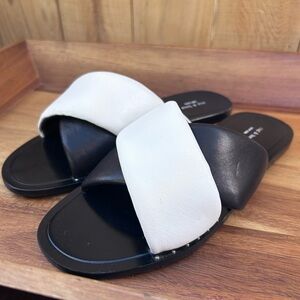 NEW Rag & Bone Keaton Slide Napa Leather Black & White | Size 37 / 7